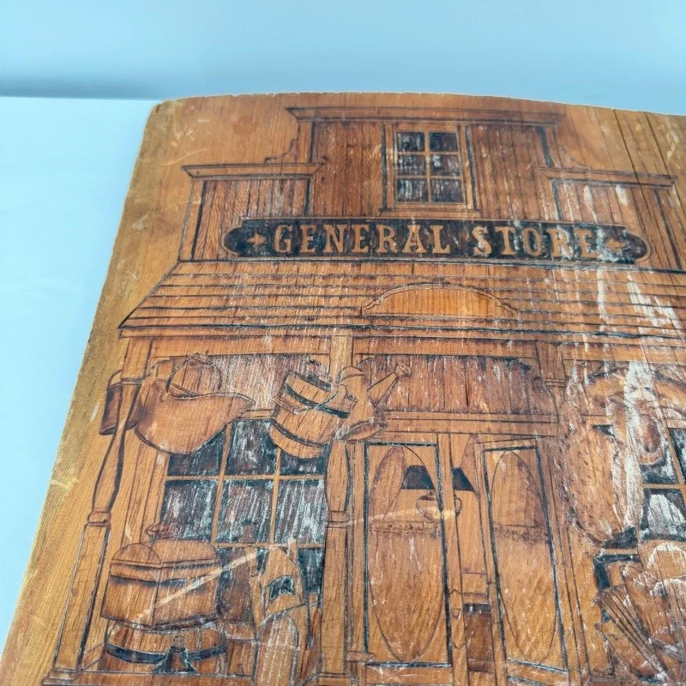 Wood‎ Wall Plaque General Store Etched Live Edge Rustic Cabin Frontier Decor